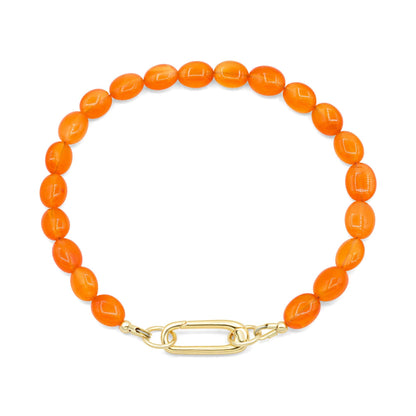 Carnelian oval carabiner bracelet
