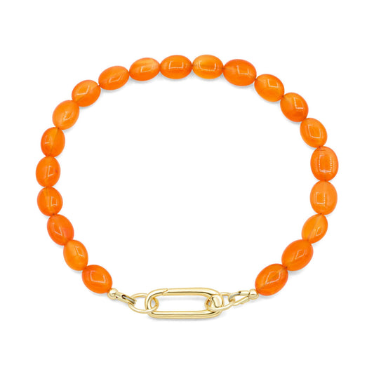 Carnelian oval carabiner bracelet