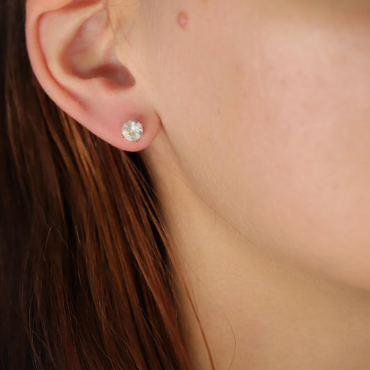 Rainbow Moonstone Stud Earrings