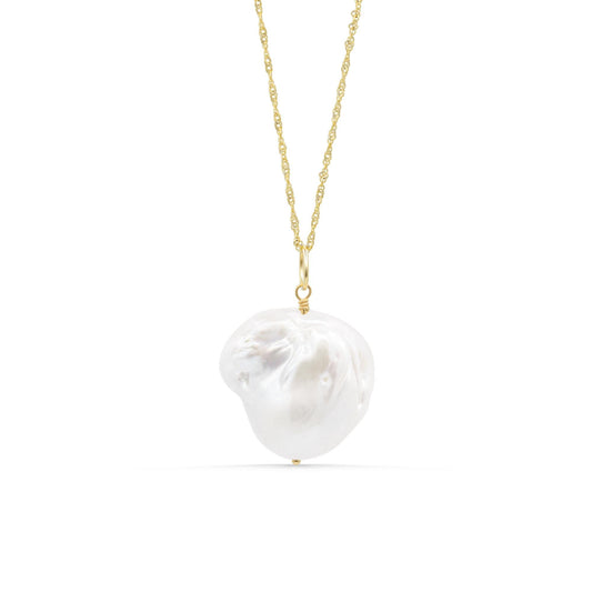 Capri Pearl Necklace | 14K solid gold | one of a kind pearl necklace | real pearl pendant necklace