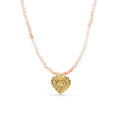 Tender Gaze Pink Opal necklace | large pink opal beaded necklace, pink opal choker, pink opal jewelry [], October Birthstone, pink gemstone