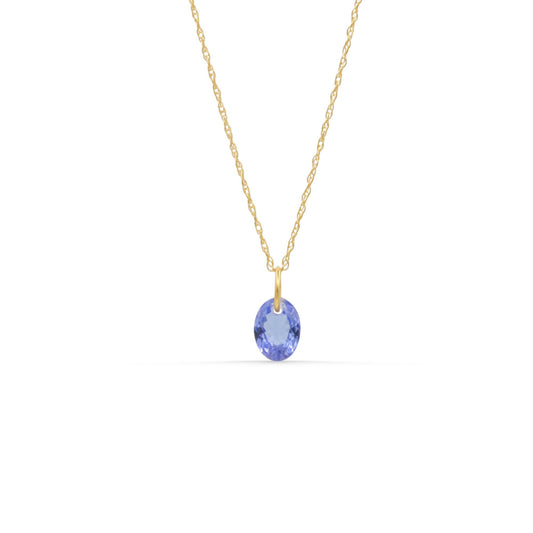 Tanzanite Pendant Necklace - 14K