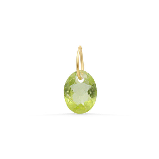 14K Peridot pendant necklace by Earthly Abundance featuring a vibrant green gemstone set in a delicate gold setting.