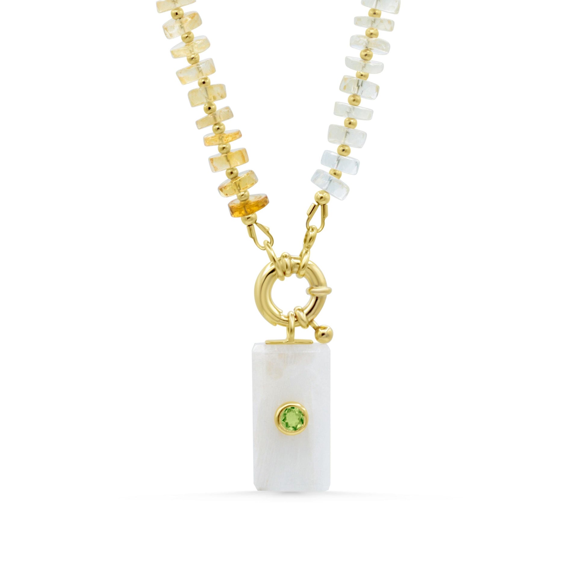 Golden Solstice Citrine Necklace | Citrine Sailor Clasp Necklace | Gold Filled Charm Holder Necklace | Manifestation