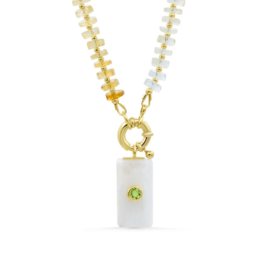 Golden Solstice Citrine Necklace | Citrine Sailor Clasp Necklace | Gold Filled Charm Holder Necklace | Manifestation