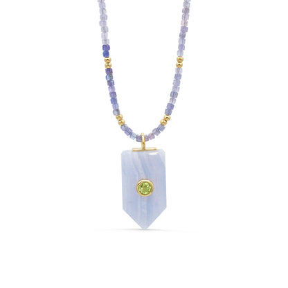Celestial Calm Tanzanite beaded cube necklace | Tanzanite beaded jewelry | Tanzanite gemstone beaded necklace, Tanzanite choker