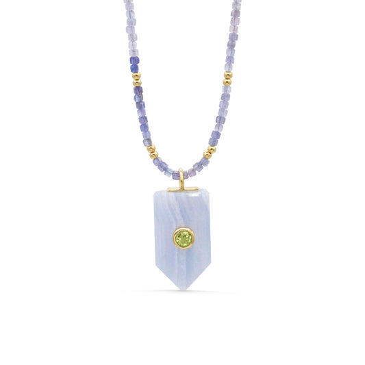 Celestial Calm Tanzanite beaded cube necklace | Tanzanite beaded jewelry | Tanzanite gemstone beaded necklace, Tanzanite choker