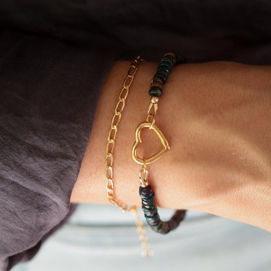 Midnight Heart Black Opal Bracelet