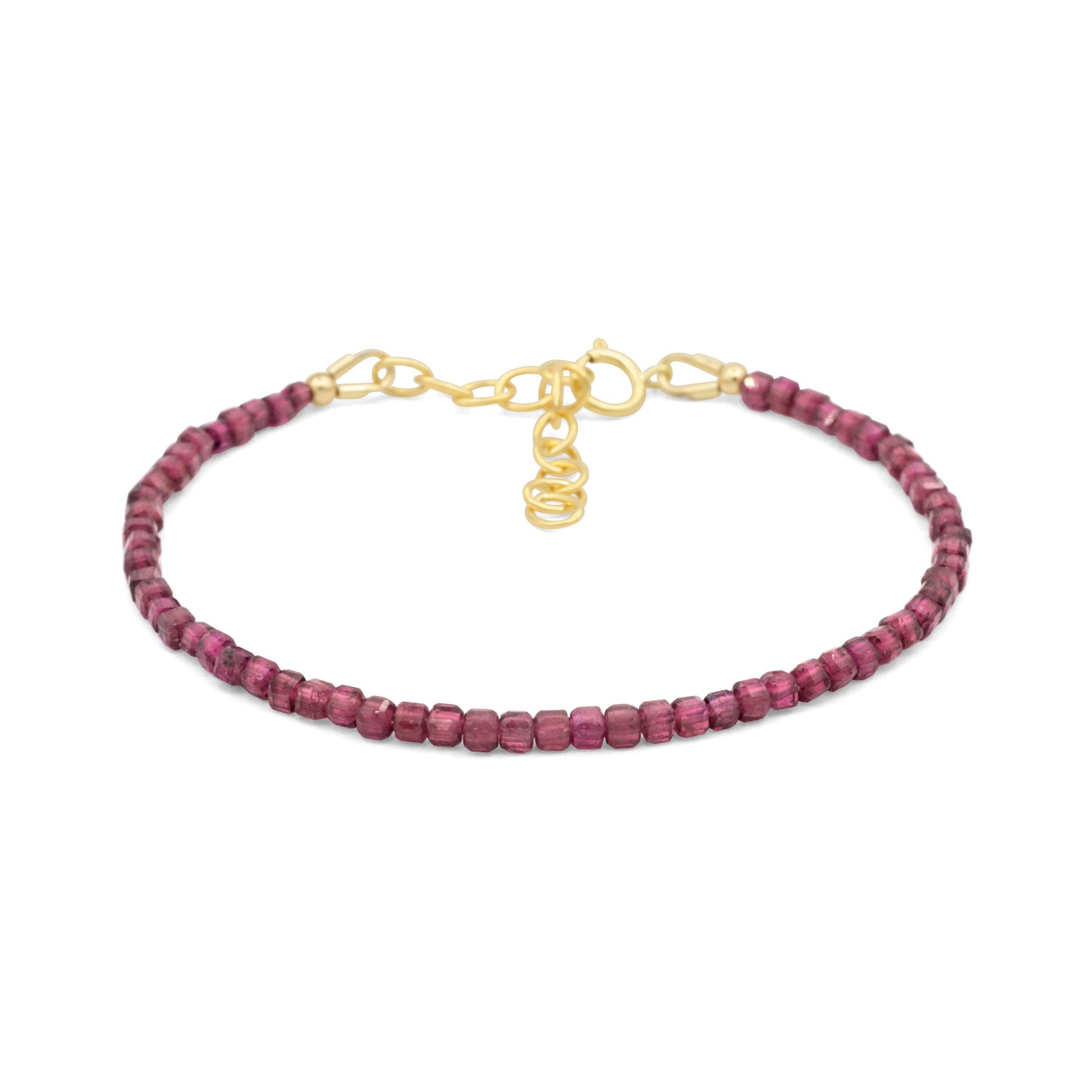 Garnet Cube Bracelet, Dainty Garnet Bracelet, Natural Garnet Jewelry, Sterling Silver, Gold Filled or Solid Gold, Gift for Her