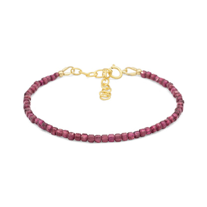 Garnet Cube Bracelet, Dainty Garnet Bracelet, Natural Garnet Jewelry, Sterling Silver, Gold Filled or Solid Gold, Gift for Her