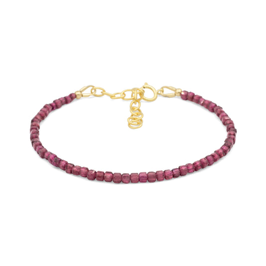 Garnet Cube Bracelet, Dainty Garnet Bracelet, Natural Garnet Jewelry, Sterling Silver, Gold Filled or Solid Gold, Gift for Her