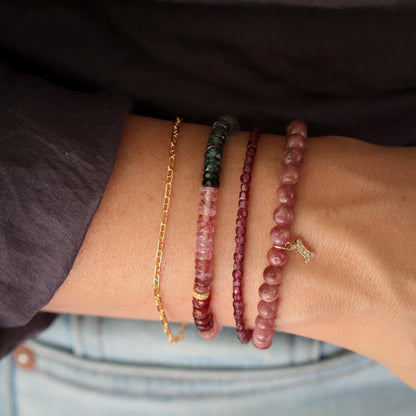 Garnet Cube Bracelet, Dainty Garnet Bracelet, Natural Garnet Jewelry, Sterling Silver, Gold Filled or Solid Gold, Gift for Her
