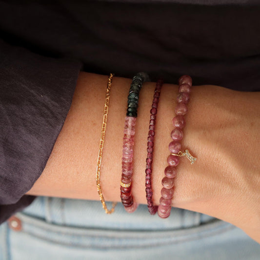 Garnet Cube Bracelet, Dainty Garnet Bracelet, Natural Garnet Jewelry, Sterling Silver, Gold Filled or Solid Gold, Gift for Her