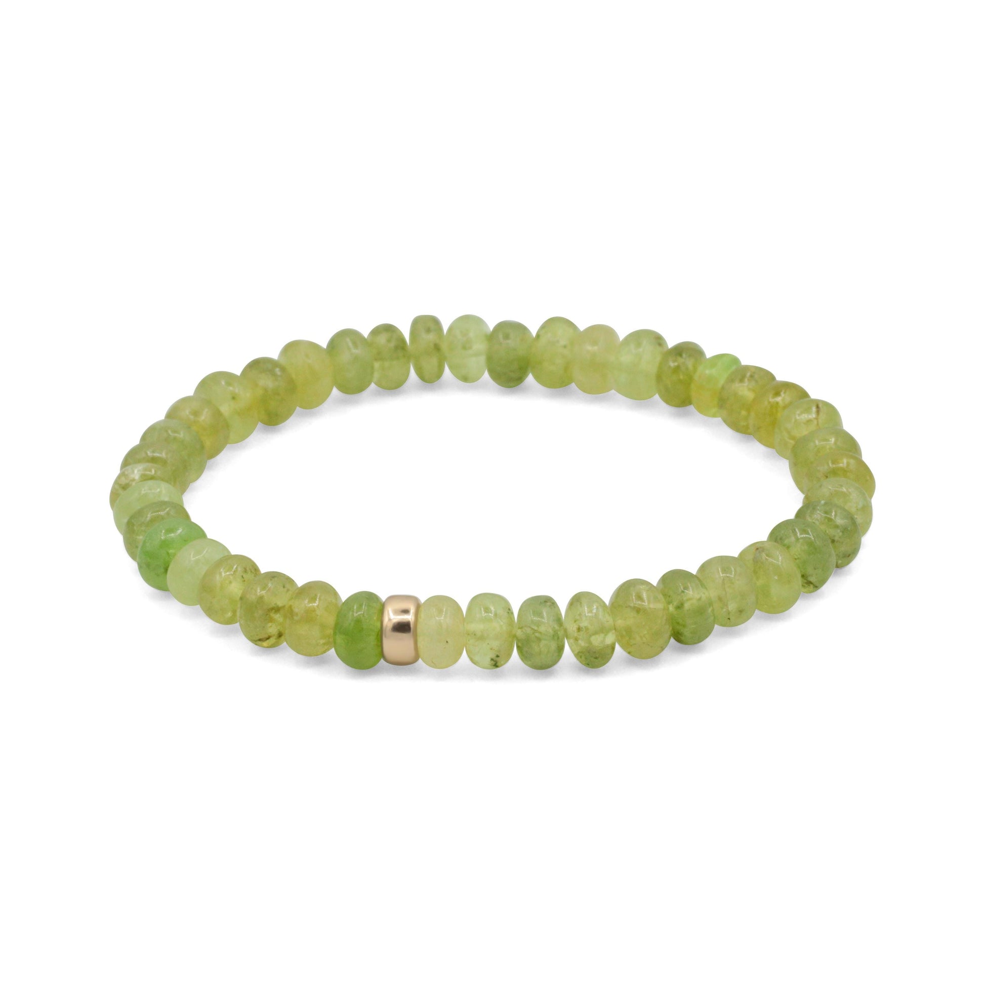 Grossular Green Garnet Bracelet, Natural Green Garnet Stretch Bracelet, Sterling Silver or 14K Gold, Genuine Gemstone Bracelet, Gift for Her