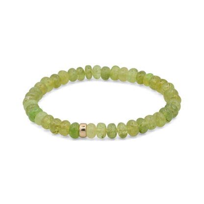 Grossular Green Garnet Bracelet, Natural Green Garnet Stretch Bracelet, Sterling Silver or 14K Gold, Genuine Gemstone Bracelet, Gift for Her