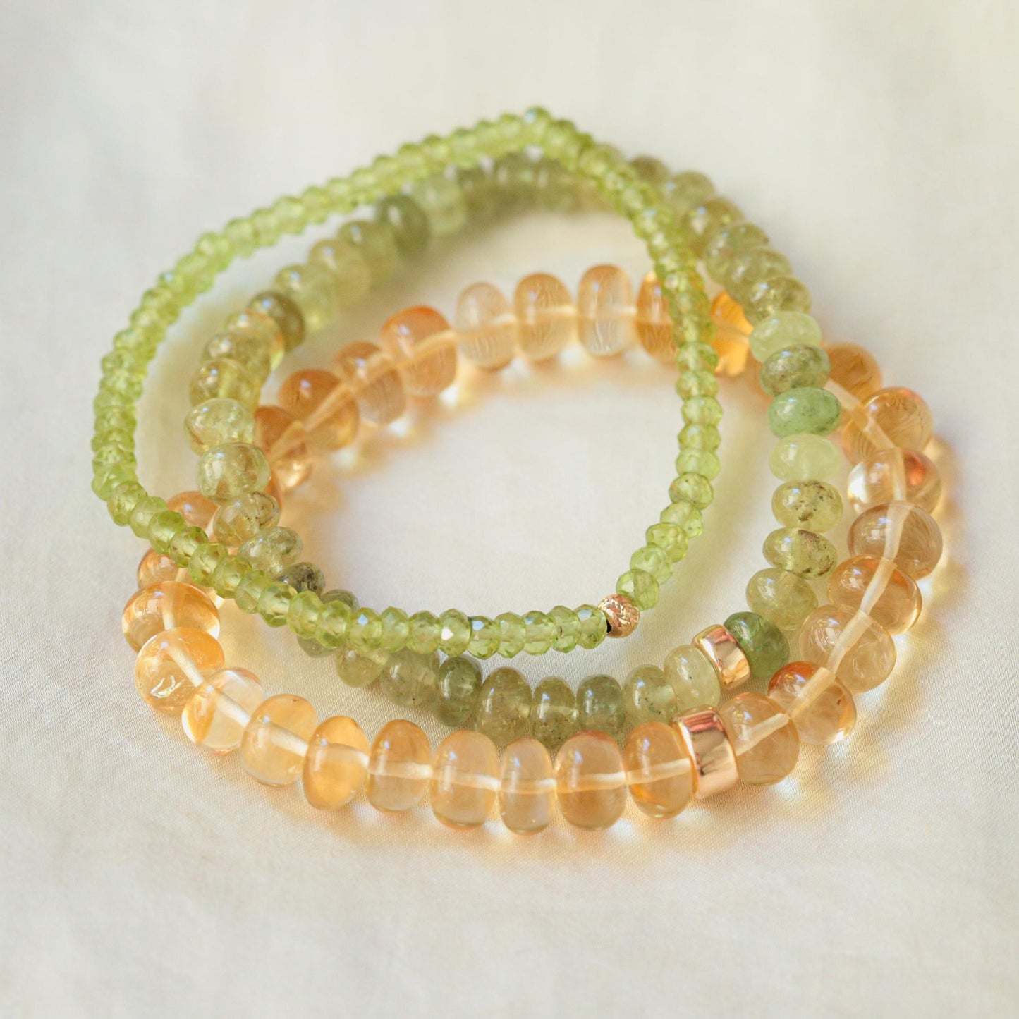 Grossular Green Garnet Bracelet, Natural Green Garnet Stretch Bracelet, Sterling Silver or 14K Gold, Genuine Gemstone Bracelet, Gift for Her