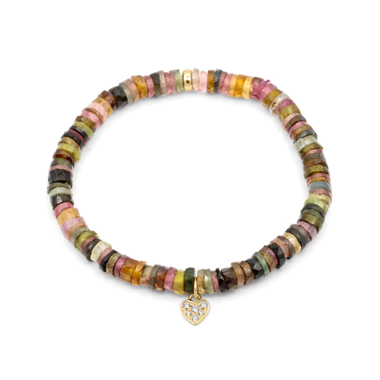 Heart of Color Tourmaline Bracelet – Solid Gold & Diamond | Mixed Tourmaline bracelet | mini tourmaline bracelet | Tiny multi-tourmaline