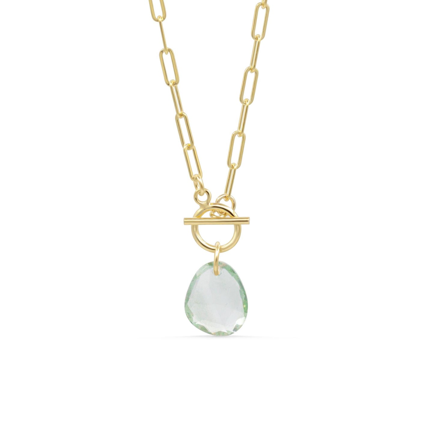 Green amethyst pendant toggle Necklace