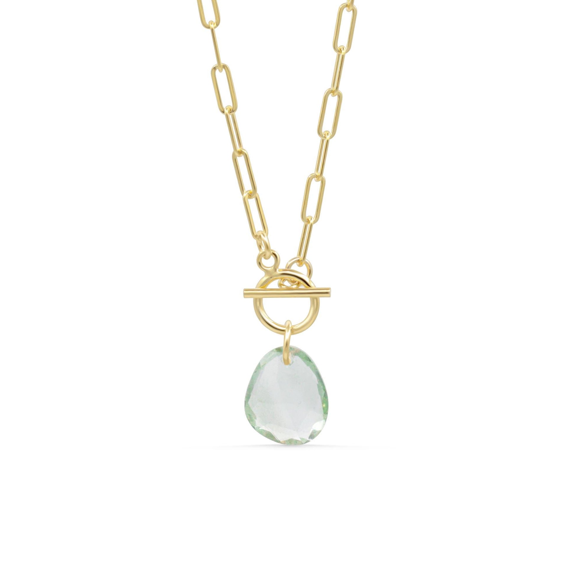 Green amethyst pendant toggle Necklace