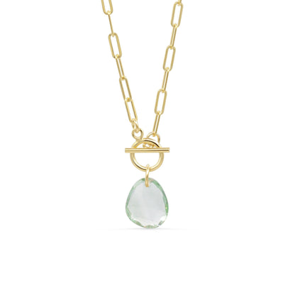 Green amethyst pendant toggle Necklace