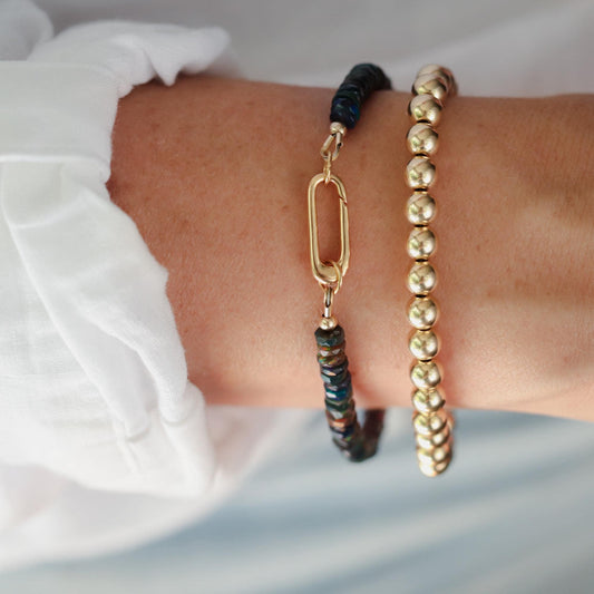 Black Opal Bracelet, Ethiopian black opal bracelet [EBBM1902] | AAAA+ Opal black Delicate Stacking Bracelet | women's black opal