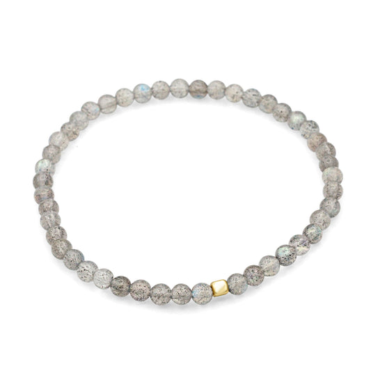 Men's Labradorite Bracelet, Solid Gold Bracelet, 4mm Labradorite Beaded Bracelet, Genuine Gemstone Bracelet, Minimalist Men's Jewelry