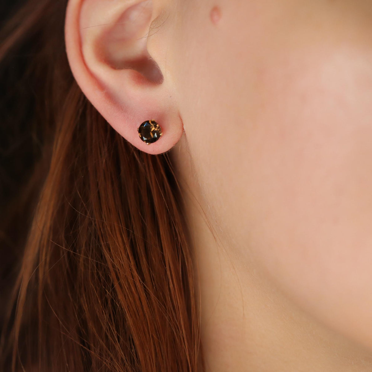 Smoky Quartz Stud Earring