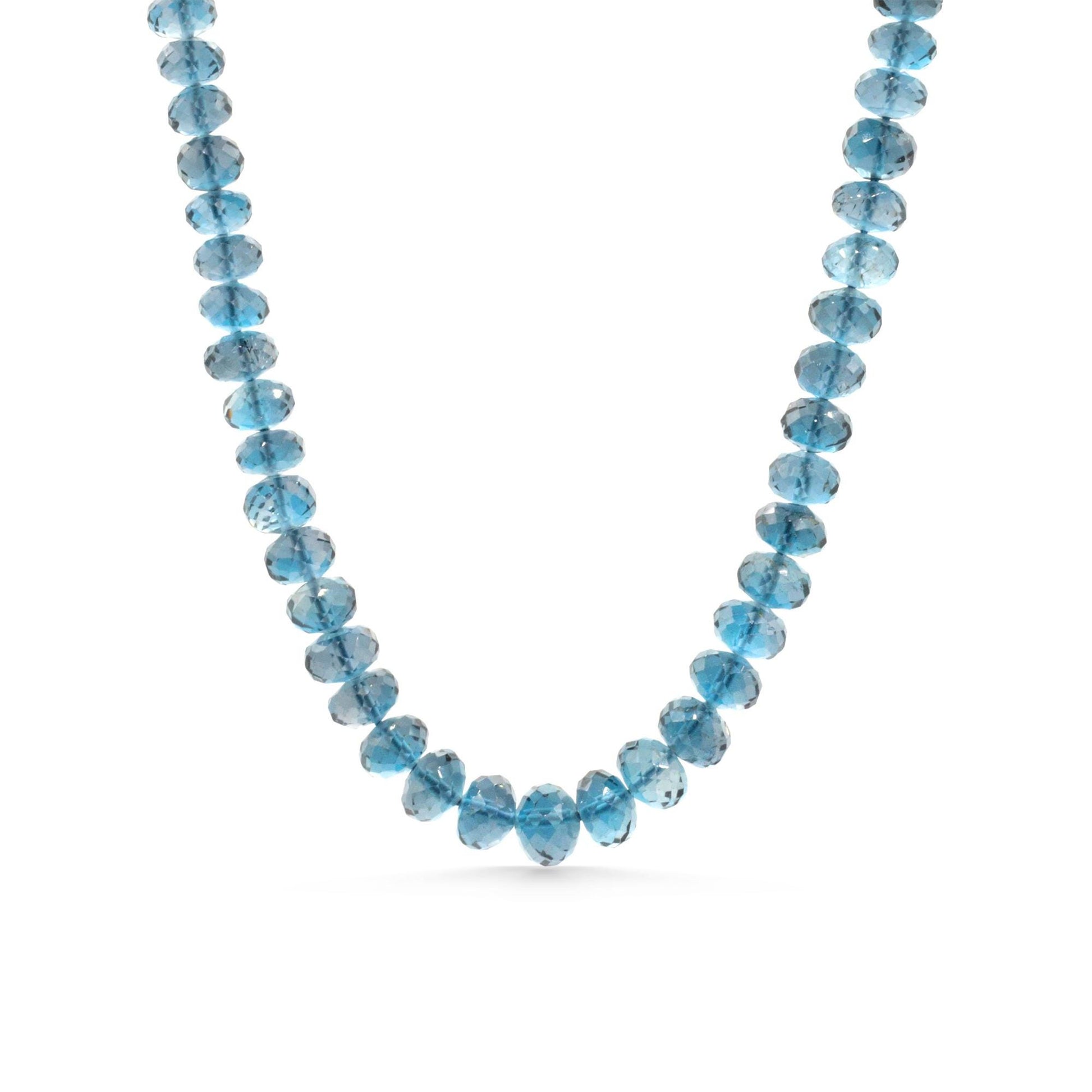 London Blue Topaz Necklace - 14K | London Blue Topaz Necklace, Genuine Faceted Topaz Necklace, Solid 14K Gold Necklace