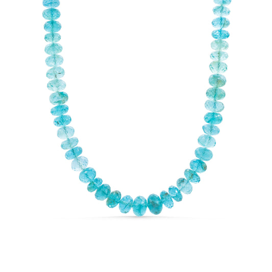 Lagoon Apatite Necklace | Rondelle Necklace, Rondelle Necklace, Apatite Gemstone Necklace, Beaded Necklace, Apatite Necklace