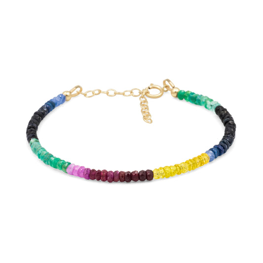 Multi Sapphire Bracelet-Ruby Emerald Gemstone Bracelet-Precious [EBSP1111] Bracelet-Multi Bracelet-Gemstone Jewelry-Yellow Sapphire