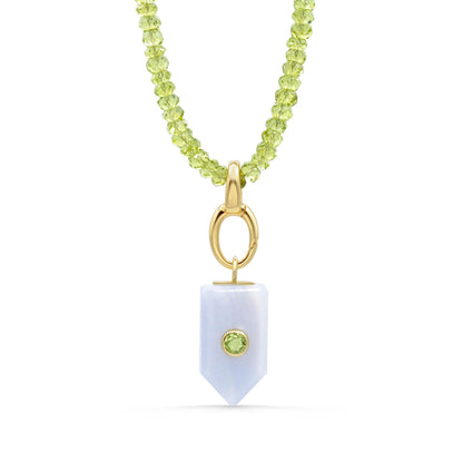 Harbor Light | Peridot Necklace Set, Blue Lace Agate Pendant, 14K Gold Filled Charm Holder, Natural Gemstone Necklace, Gift for Her