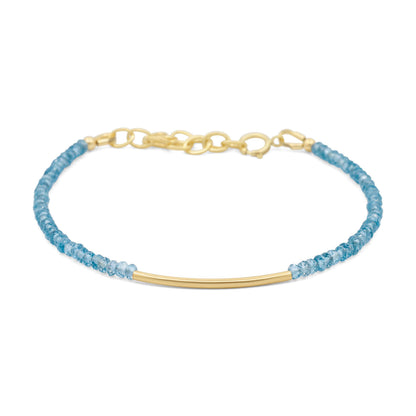 London Blue Topaz Bracelet, Dainty Blue Topaz Bracelet, Natural Gemstone Bracelet, Sterling Silver, Gold Filled or Solid Gold