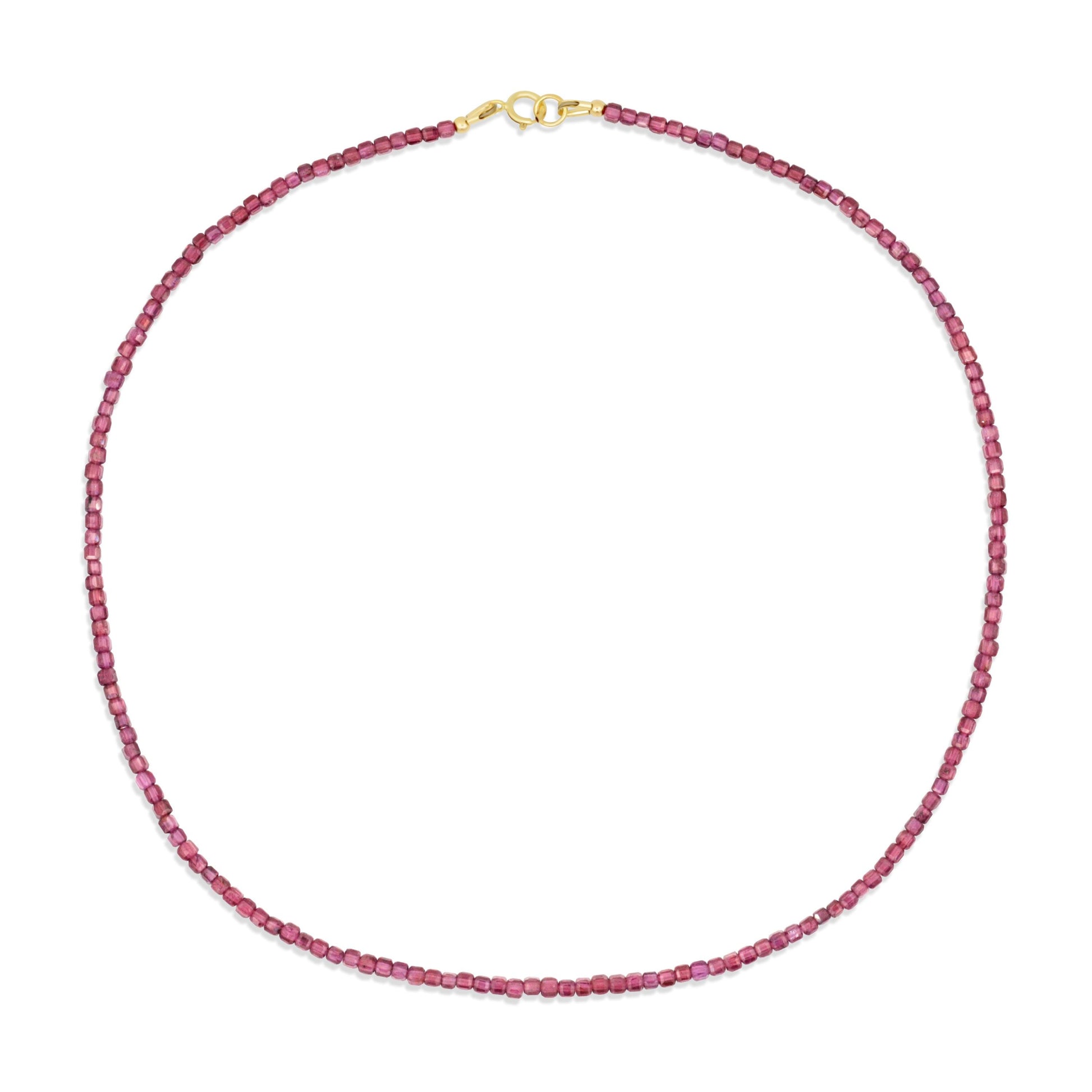 Garnet Cube Necklace, Natural Garnet Necklace, 14K Gold Filled Necklace, Dainty Garnet Beaded Necklace, January Birthstone Jewelry