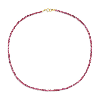 Garnet Cube Necklace, Natural Garnet Necklace, 14K Gold Filled Necklace, Dainty Garnet Beaded Necklace, January Birthstone Jewelry