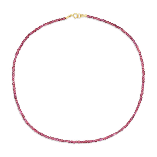 Garnet Cube Necklace, Natural Garnet Necklace, 14K Gold Filled Necklace, Dainty Garnet Beaded Necklace, January Birthstone Jewelry