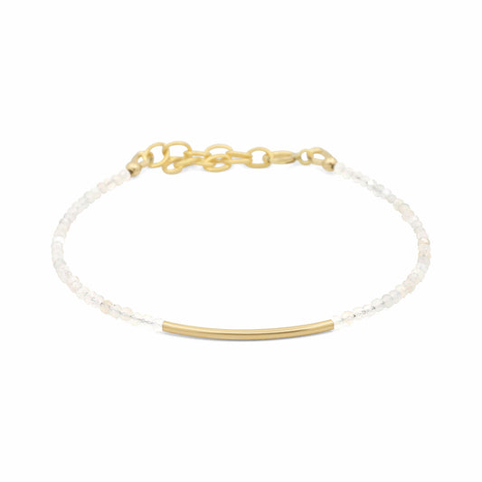 White Moonstone Bracelet, Natural Moonstone Bracelet, Dainty Gemstone Bracelet, 14K Gold Filled Bracelet, Sterling Silver, June Birthstone
