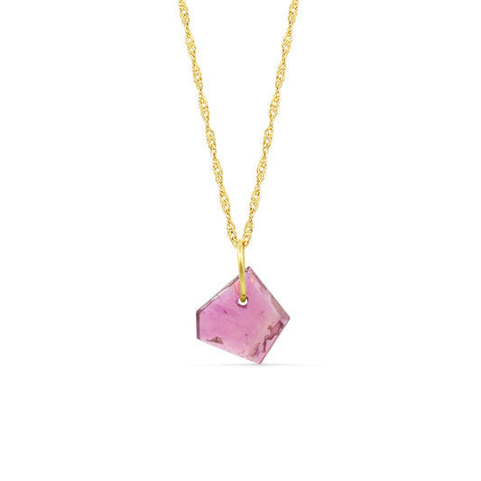 Fuchsia Slice Pink Tourmaline Necklace