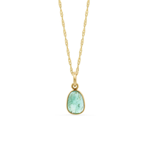 Zambian Emerald Necklace – Solid 14K Gold Pendant
