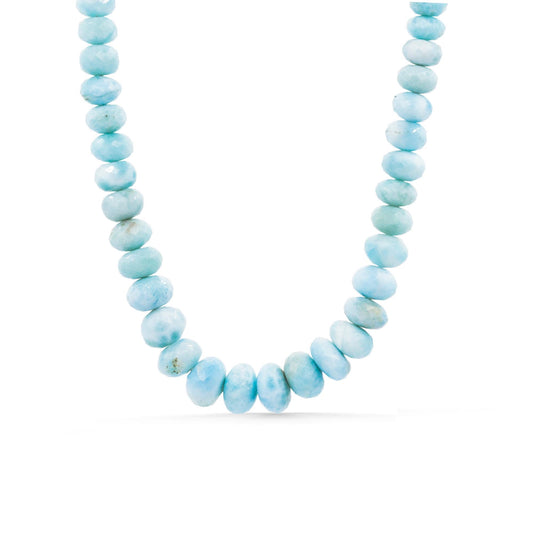Caribbean Blue Larimar Necklace – Gradient Faceted Rondelle