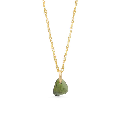 Forest Whisper Tourmaline Necklace | Green Tourmaline Necklace, Natural Tourmaline Pendant, 14K Gold Filled Singapore Chain