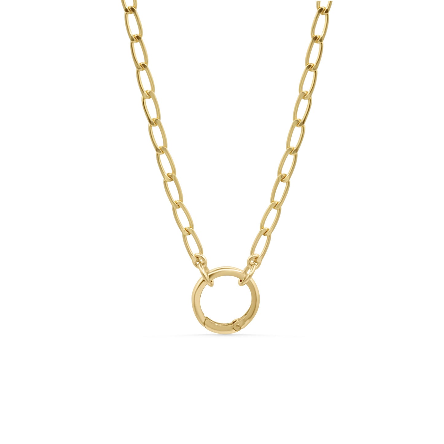 The Nexus Carabiner Necklace, 14K Gold Filled Curb Chain Necklace, Push Lock Charm Holder, Adjustable Layering Necklace, Handmade Jewelry