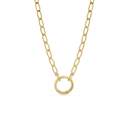 The Nexus Carabiner Necklace, 14K Gold Filled Curb Chain Necklace, Push Lock Charm Holder, Adjustable Layering Necklace, Handmade Jewelry