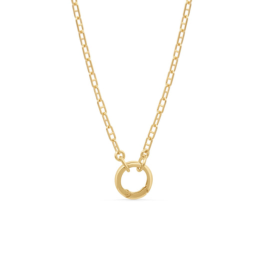 The Axis Carabiner Necklace, 14K Gold Filled Anchor Chain Necklace, Push Lock Charm Holder, Adjustable Layering Necklace, Handmade Jewelry