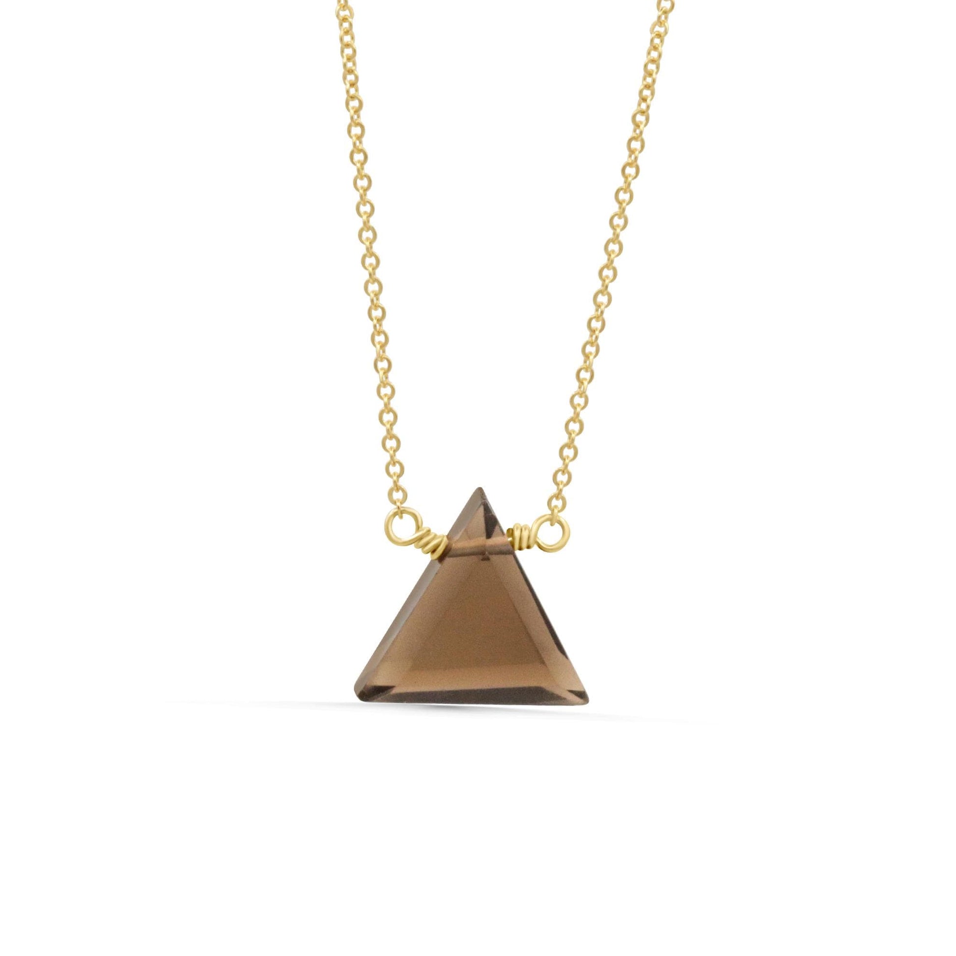 Earth & Light Smoky Quartz Necklace | ire Wrapped Smoky Quartz Pendant, 14K Gold Filled Necklace, Geometric Crystal Necklace, Handmade
