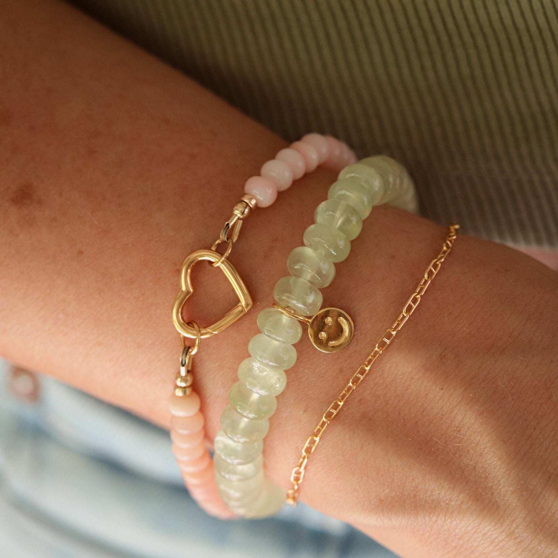 Fresh Start Bracelet Prehnite Bracelet | rehnite Bracelet, Genuine Prehnite Stretch Bracelet, Green Gemstone Bracelet, Gold Filled