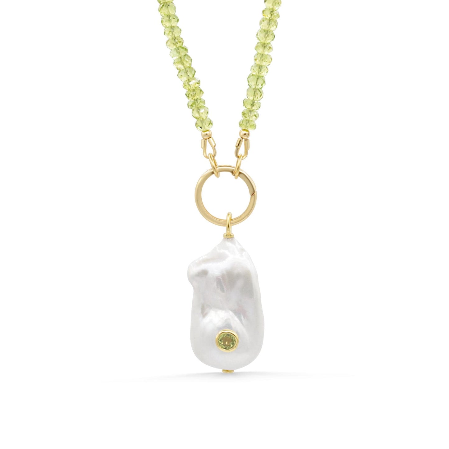 Isola Peridot Necklace – Baroque Pearl & 14K Gold Filled [ENPM1038] natural green gemstone peridot jewelry - August - 16 year anniversary