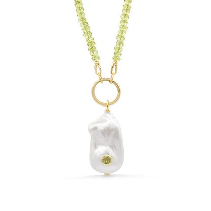 Isola Peridot Necklace – Baroque Pearl & 14K Gold Filled [ENPM1038] natural green gemstone peridot jewelry - August - 16 year anniversary