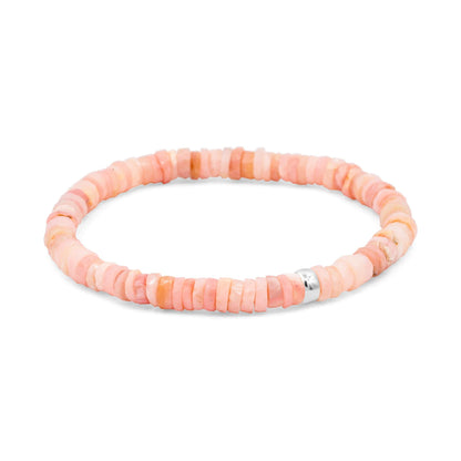 Pink Opal Bracelet Heart Bracelet, Pink Opal Gemstone Healing | [EBPM1377] Soft Pink Beads, Handmade Gemstone *BS