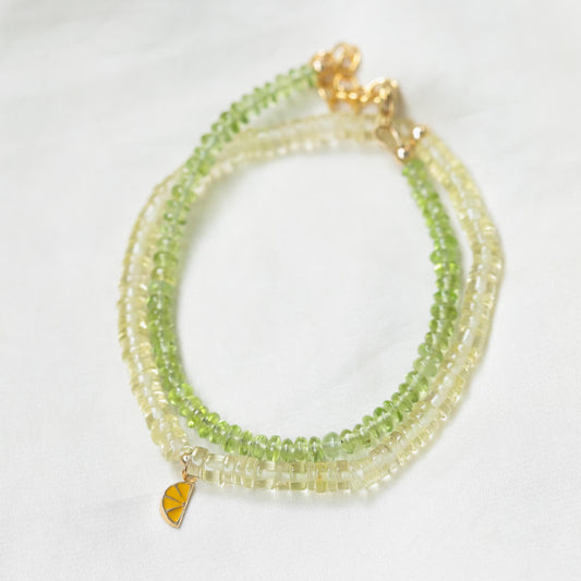 Smooth peridot rondel bracelet