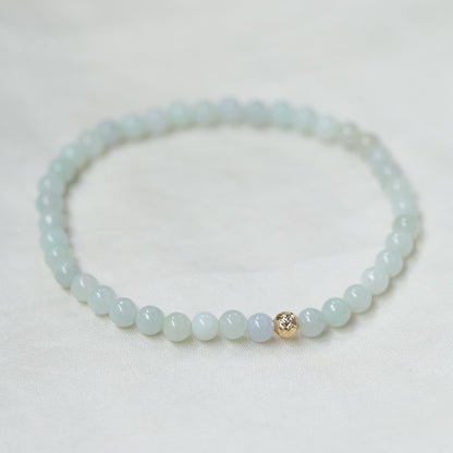 Jadeite Bracelet, 4mm Natural Jadeite Bracelet, Sterling Silver or Solid 14K Gold, Green Jade Bracelet, Gemstone Jewelry, Gift for Her